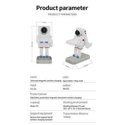 Astronaut Magnetic Base Cargador Inalambrico Multifuncional Para Movil, Airpod, Iwatch Y Lapiz Ip