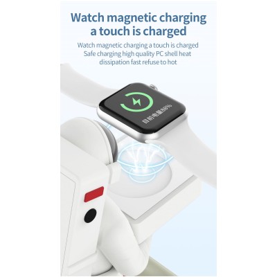 Astronaut Magnetic Base Cargador Inalambrico Multifuncional Para Movil, Airpod, Iwatch Y Lapiz Ip