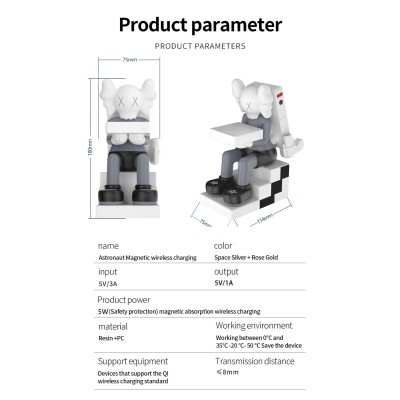 Kaws Magnetic Base Cargador Inalambrico Multifuncional Para Movil, Airpod, Iwatch Y Lapiz Ip