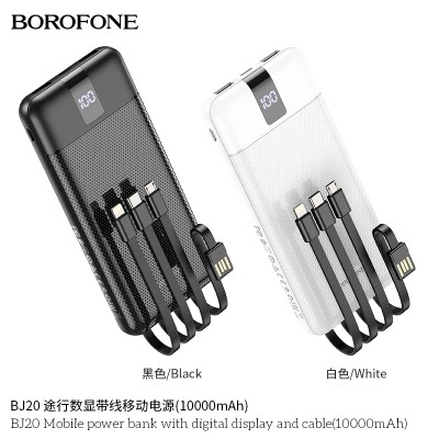 Borofone Bj20 Mobile Power Bank Con Pantalla Digital Y Cable 10000 Mah