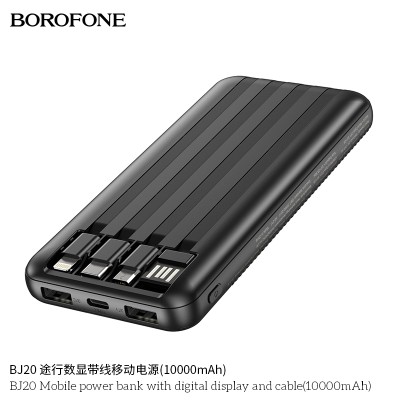 Borofone Bj20 Mobile Power Bank Con Pantalla Digital Y Cable 10000 Mah