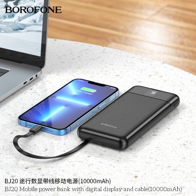 Borofone Bj20 Mobile Power Bank Con Pantalla Digital Y Cable 10000 Mah