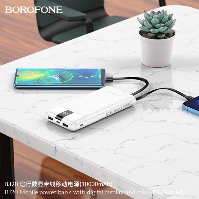 Borofone Bj20 Mobile Power Bank Con Pantalla Digital Y Cable 10000 Mah