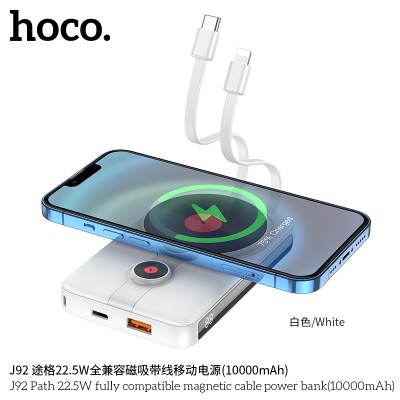 Hoco J92 Power Bank Path + Cables Integrados 10000Mah