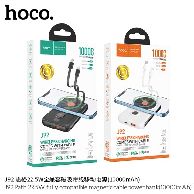 Hoco J92 Power Bank Path + Cables Integrados 10000Mah