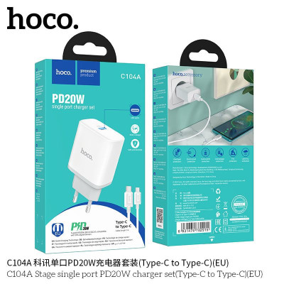 Hoco C104A Cargadores Pd20W Con Cable Tipo-C A Tipo-C