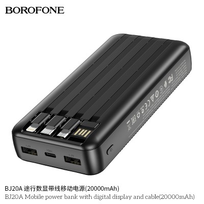 Borofone Bj20A Banco De Energía Móvil Con Pantalla Digital Y Cable 20000Mah