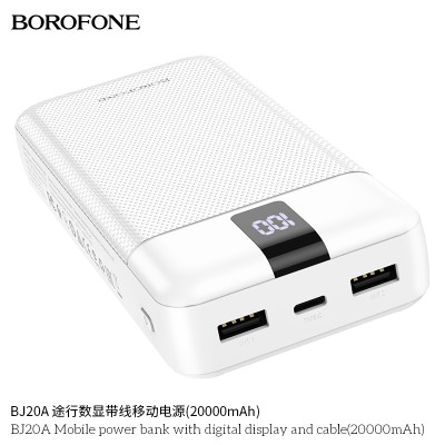 Borofone Bj20A Banco De Energía Móvil Con Pantalla Digital Y Cable 20000Mah