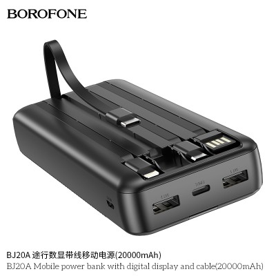 Borofone Bj20A Banco De Energía Móvil Con Pantalla Digital Y Cable 20000Mah