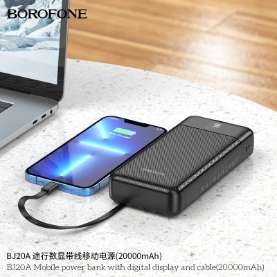 Borofone Bj20A Banco De Energía Móvil Con Pantalla Digital Y Cable 20000Mah