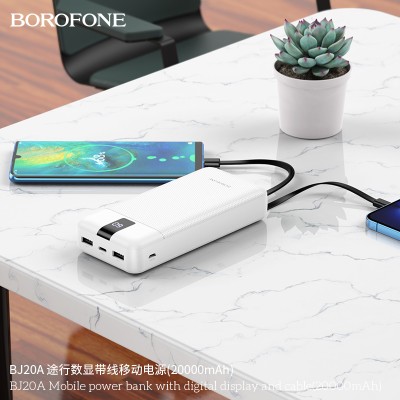 Borofone Bj20A Banco De Energía Móvil Con Pantalla Digital Y Cable 20000Mah