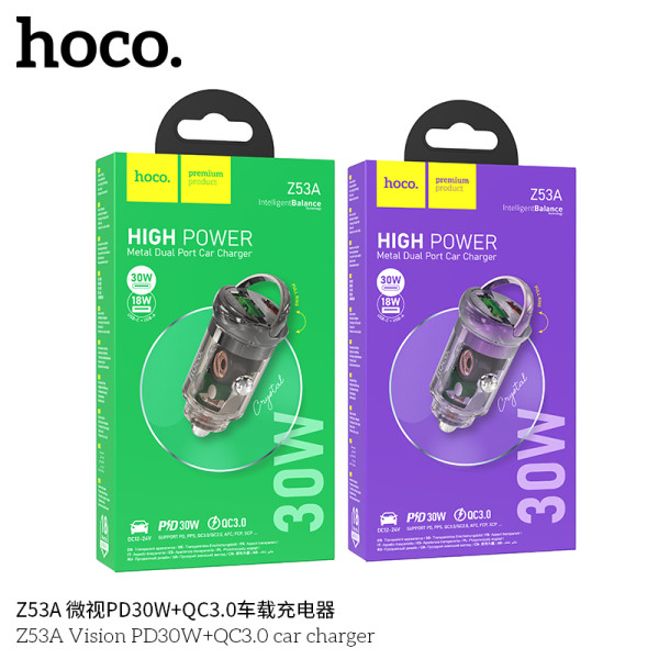 Hoco Z53A Cargador de coche Vision PD30W+QC3.0