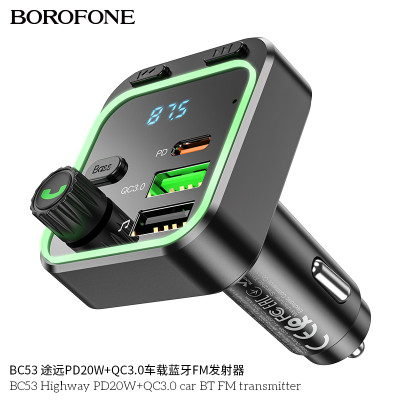 Borofone-BC53-Transmisor FM BT para coche PD20W+QC3.0