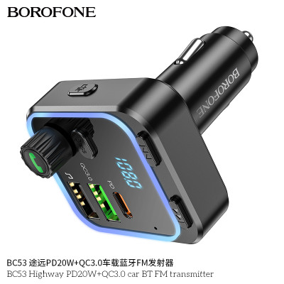 Borofone-BC53-Transmisor FM BT para coche PD20W+QC3.0