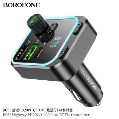 Borofone-BC53-Transmisor FM BT para coche PD20W+QC3.0