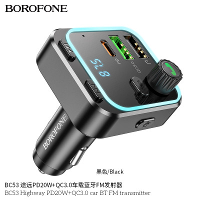 Borofone-BC53-Transmisor FM BT para coche PD20W+QC3.0