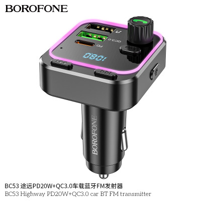 Borofone-BC53-Transmisor FM BT para coche PD20W+QC3.0