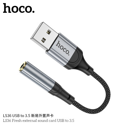 Hoco Ls36 Tarjeta De Sonido Externa Fresh Usb A Jack 3,5