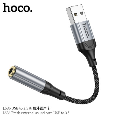 Hoco Ls36 Tarjeta De Sonido Externa Fresh Usb A Jack 3,5