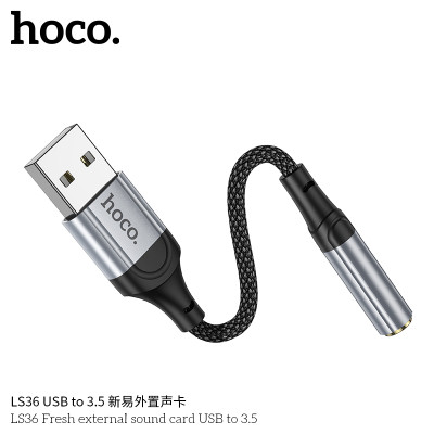 Hoco Ls36 Tarjeta De Sonido Externa Fresh Usb A Jack 3,5