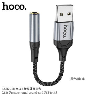 Hoco Ls36 Tarjeta De Sonido Externa Fresh Usb A Jack 3,5