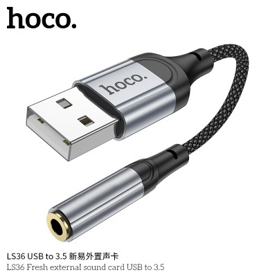 Hoco Ls36 Tarjeta De Sonido Externa Fresh Usb A Jack 3,5