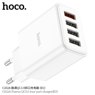 Hoco C102A Enchufe Con Una Entrada Usb QC 3.0 Y Tres Usb 10.5W