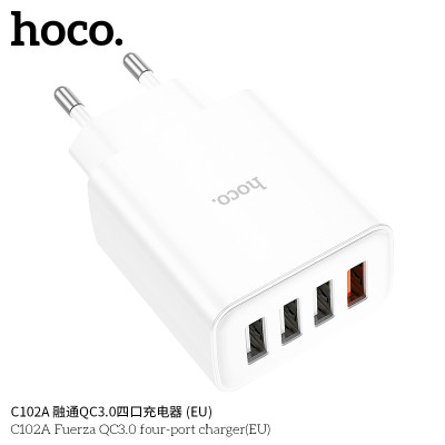 Hoco C102A Enchufe Con Una Entrada Usb QC 3.0 Y Tres Usb 10.5W