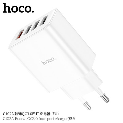 Hoco C102A Enchufe Con Una Entrada Usb QC 3.0 Y Tres Usb 10.5W