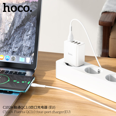 Hoco C102A Enchufe Con Una Entrada Usb QC 3.0 Y Tres Usb 10.5W