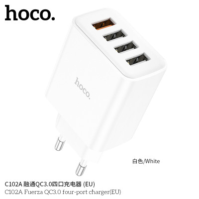 Hoco C102A Enchufe Con Una Entrada Usb QC 3.0 Y Tres Usb 10.5W