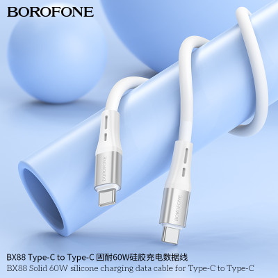 Borofone BX88 Cable Silicona Fuerte 60W Tipo C a Tipo C Con Nucleo De Cobre Y Durabilidad Extra