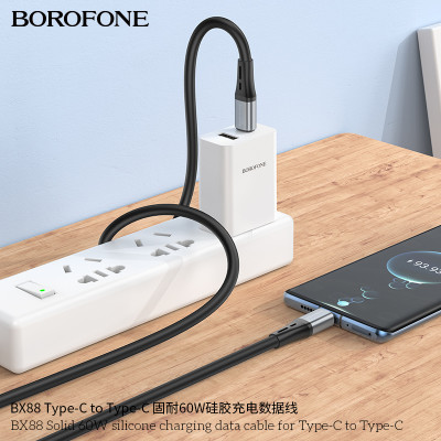 Borofone BX88 Cable Silicona Fuerte 60W Tipo C a Tipo C Con Nucleo De Cobre Y Durabilidad Extra