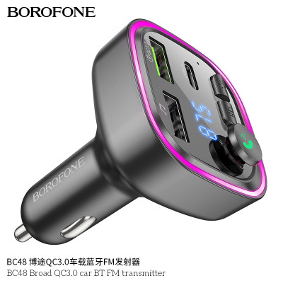 Borofone Bc48 Transmisor Fm Bluetooth Para Coche Con Carga Rápida Qc 3.0