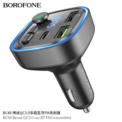 Borofone Bc48 Transmisor Fm Bluetooth Para Coche Con Carga Rápida Qc 3.0