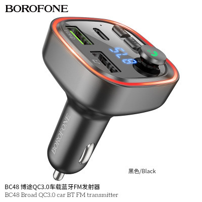 Borofone Bc48 Transmisor Fm Bluetooth Para Coche Con Carga Rápida Qc 3.0