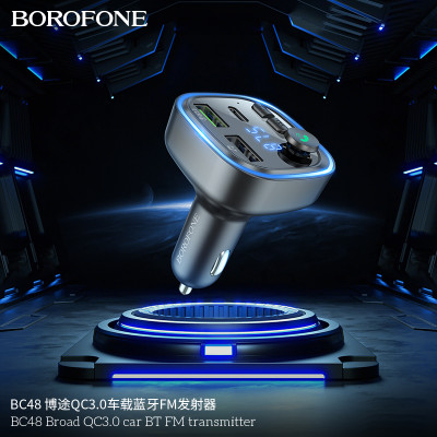 Borofone Bc48 Transmisor Fm Bluetooth Para Coche Con Carga Rápida Qc 3.0