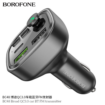 Borofone Bc48 Transmisor Fm Bluetooth Para Coche Con Carga Rápida Qc 3.0