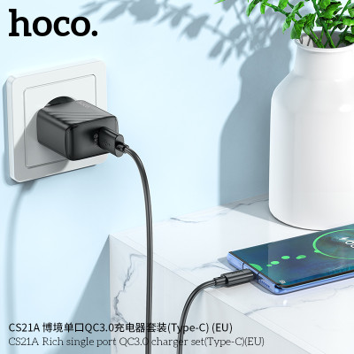 Hoco CS21A Cargador QC3.0 de Puerto Único (Micro Usb - EU)