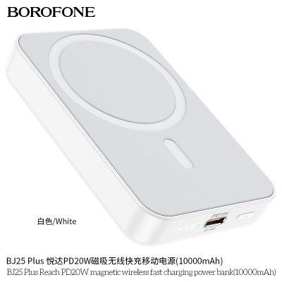 Borofone Bj25 Plus Bateria Externa Com Carga Magnetica Rapido(10000Mah)