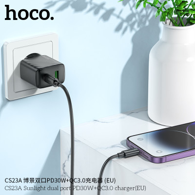 Hoco CS23A Cargador con puerto PD30W+QC3.0 sin cable