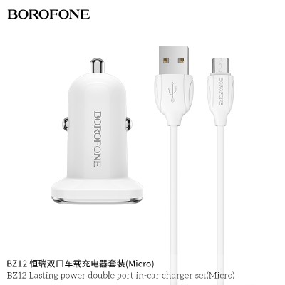 Borofone Bz12 Cargador Coche De Doble Puerto Micro Usb