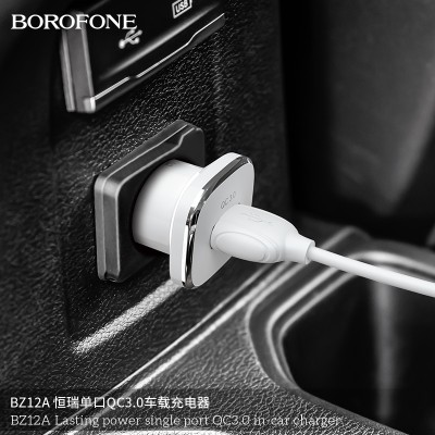 Borofone Bz12A Potencia Duradera Puerto Único Qc3.0 Cargador En El Automóvil