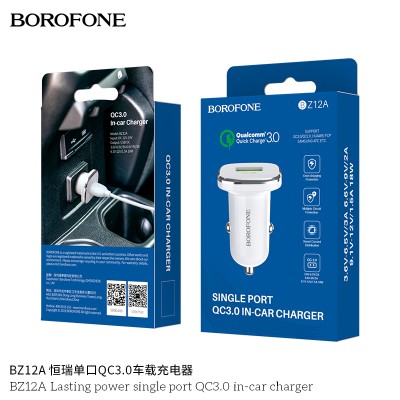 Borofone Bz12A Potencia Duradera Puerto Único Qc3.0 Cargador En El Automóvil