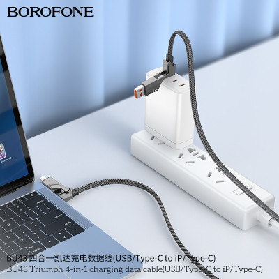 Borofone BU43 Cable de datos de carga Triumph 4 en 1 (USB/Tipo-C a iP/Tipo-C)