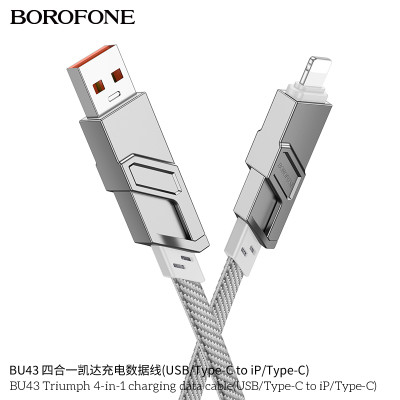 Borofone BU43 Cable de datos de carga Triumph 4 en 1 (USB/Tipo-C a iP/Tipo-C)