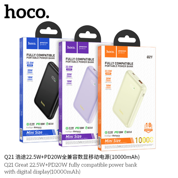 Hoco Q21 Great 22.5W+PD20W Bateria Externa Con Display Indicador (10000mAh)