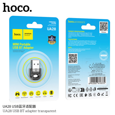 Hoco UA28 Adaptador Mini portable USB Bluetooth Negro Transparente