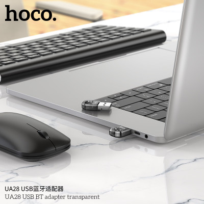 Hoco UA28 Adaptador Mini portable USB Bluetooth Negro Transparente