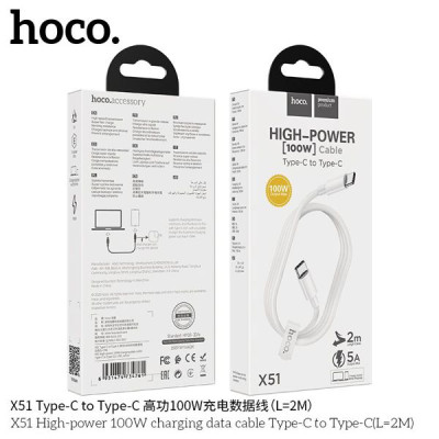 Hoco X51 cable 100W Tipo-C a Tipo-C -2 metros